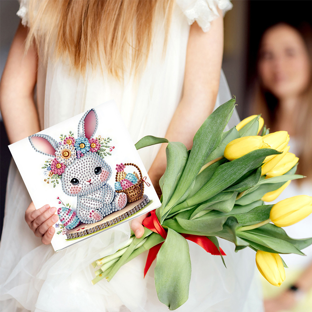 6Pcs DIY Diamond Painting Greeting Card - Easter Bunny