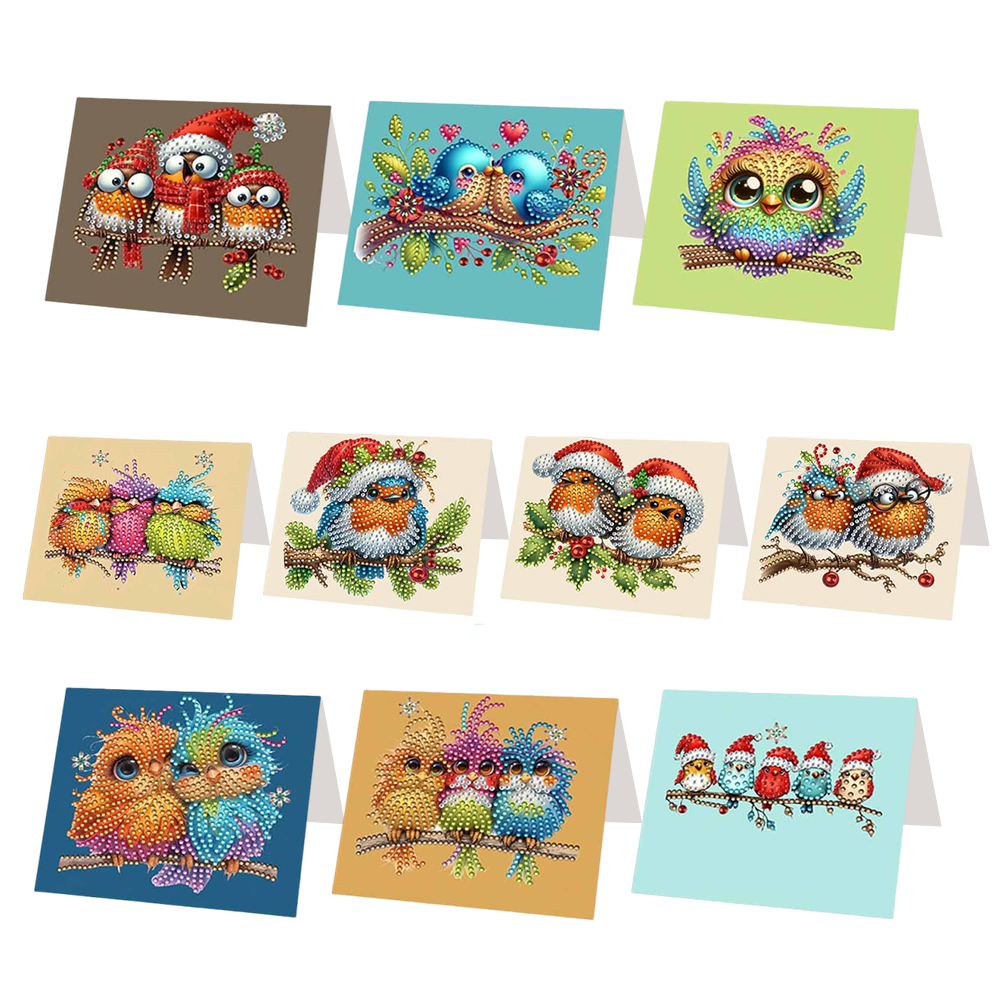 10Pcs DIY Diamond Painting Greeting Card - Birds