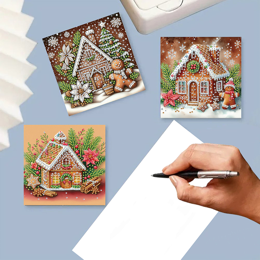 6Pcs DIY Diamond Painting Greeting Card - Gingerbread Man