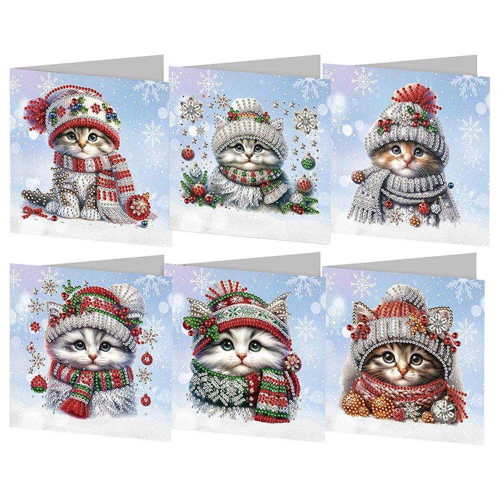 6Pcs DIY Diamond Painting Greeting Card - Kitten