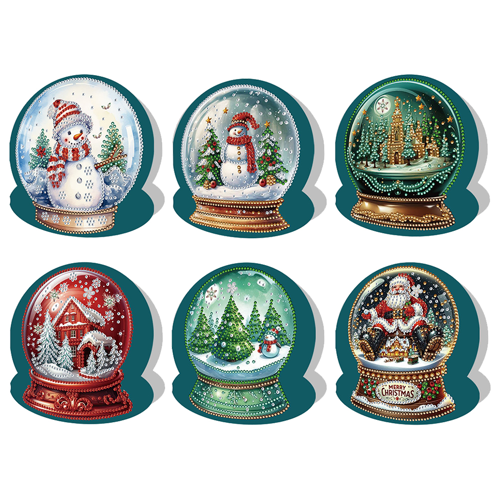 6Pcs DIY Diamond Painting Greeting Card - Xmas Snow Globe