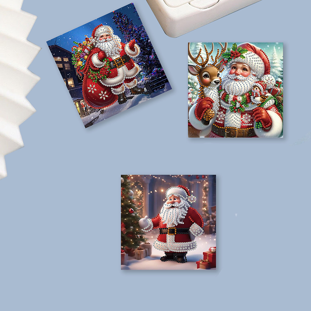 12Pcs DIY Diamond Painting Greeting Card - Santa