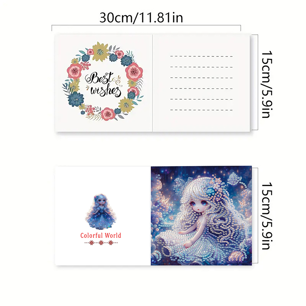 6Pcs DIY Diamond Painting Greeting Card - Rapunzel