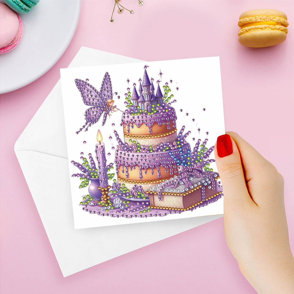 6Pcs DIY Diamond Painting Greeting Card - Cake