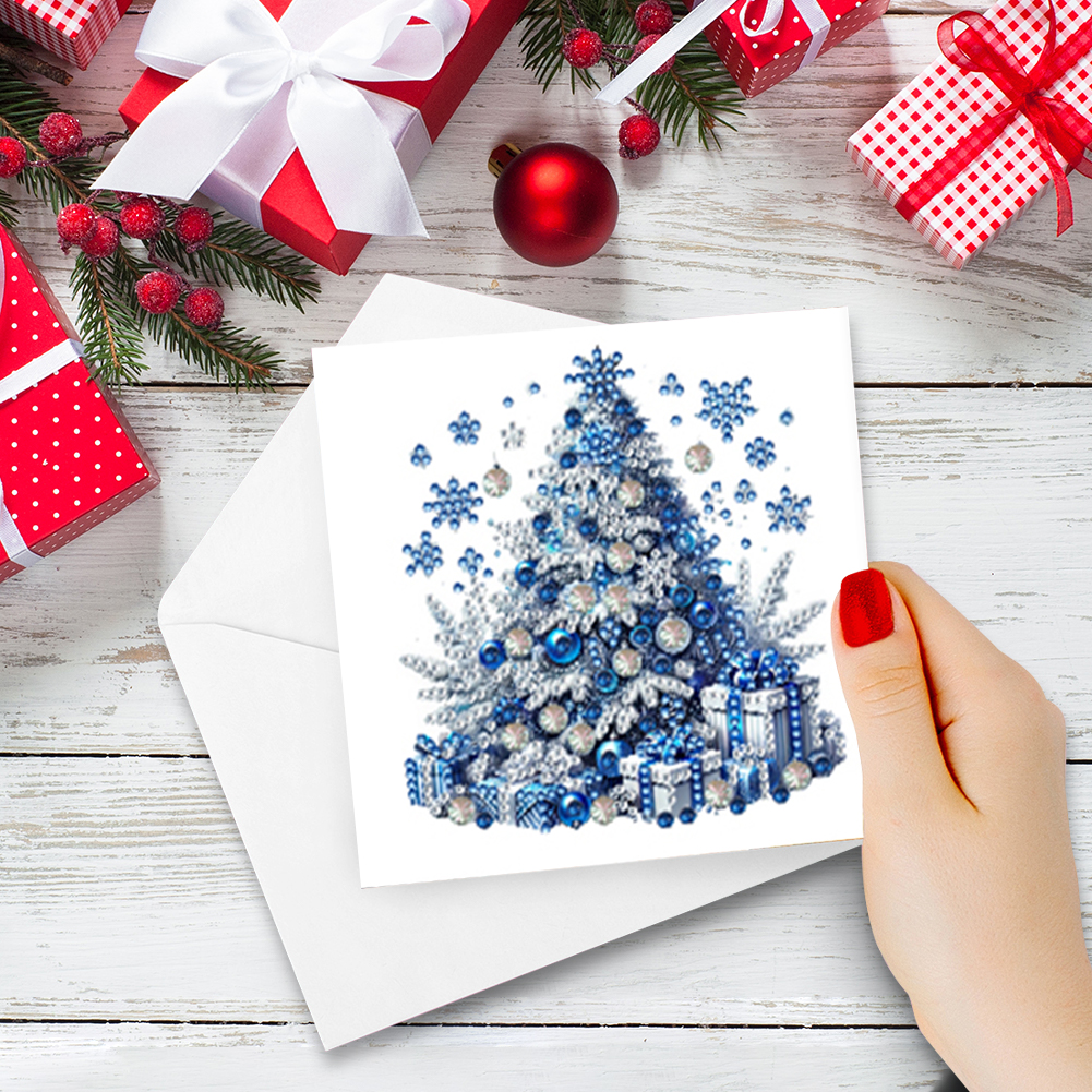 6Pcs DIY Diamond Painting Greeting Card - Christmas Tree