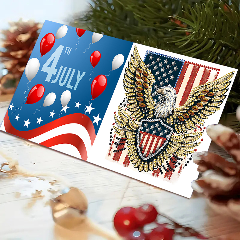 6Pcs DIY Diamond Painting Greeting Card - Independence Day