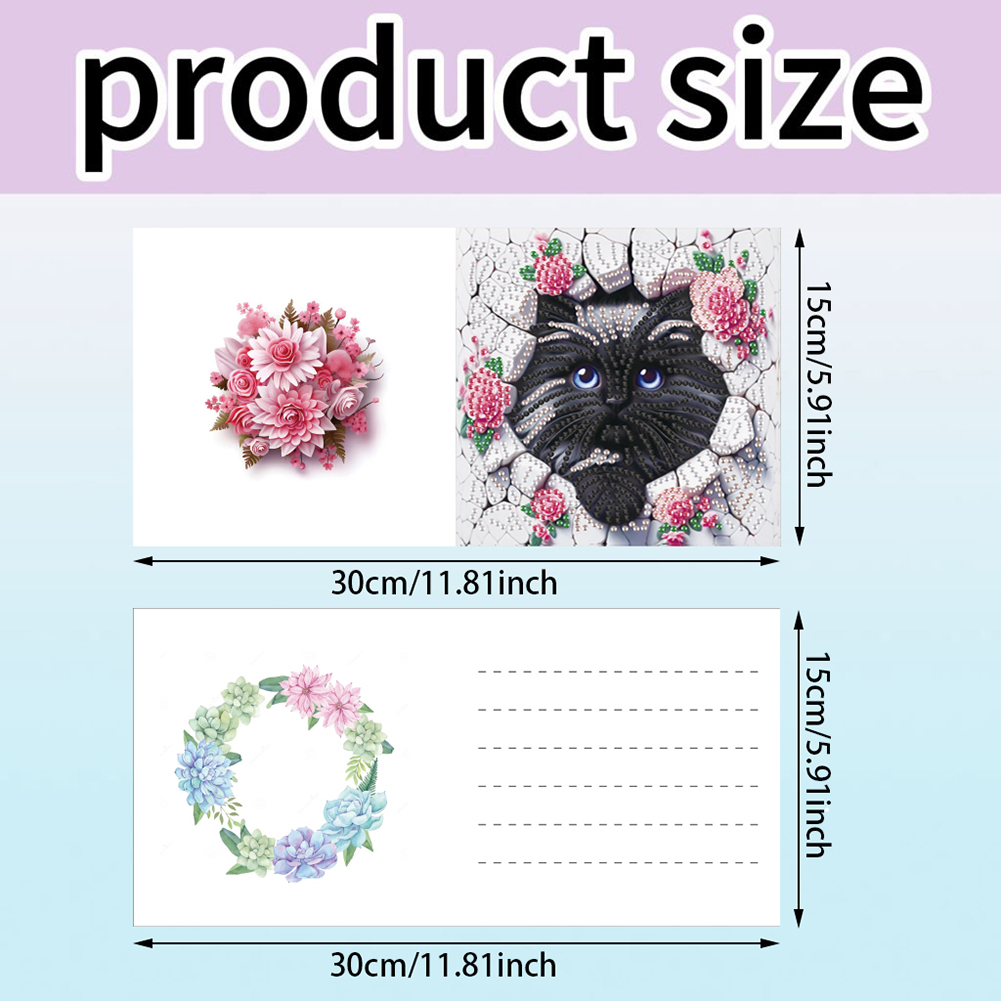 6Pcs DIY Diamond Painting Greeting Card - Owl Cat