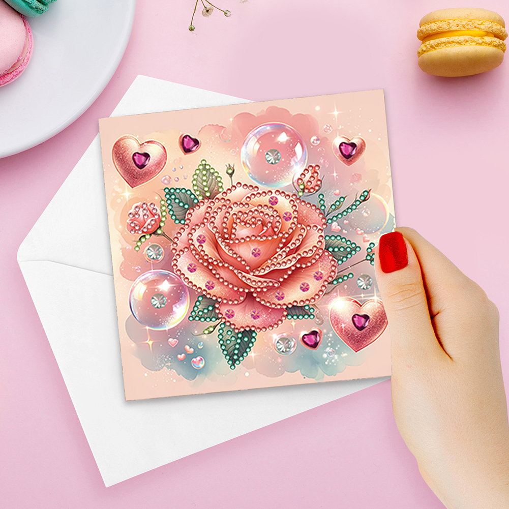 6pcs DIY Diamond Painting Greeting Card - Love Rose
