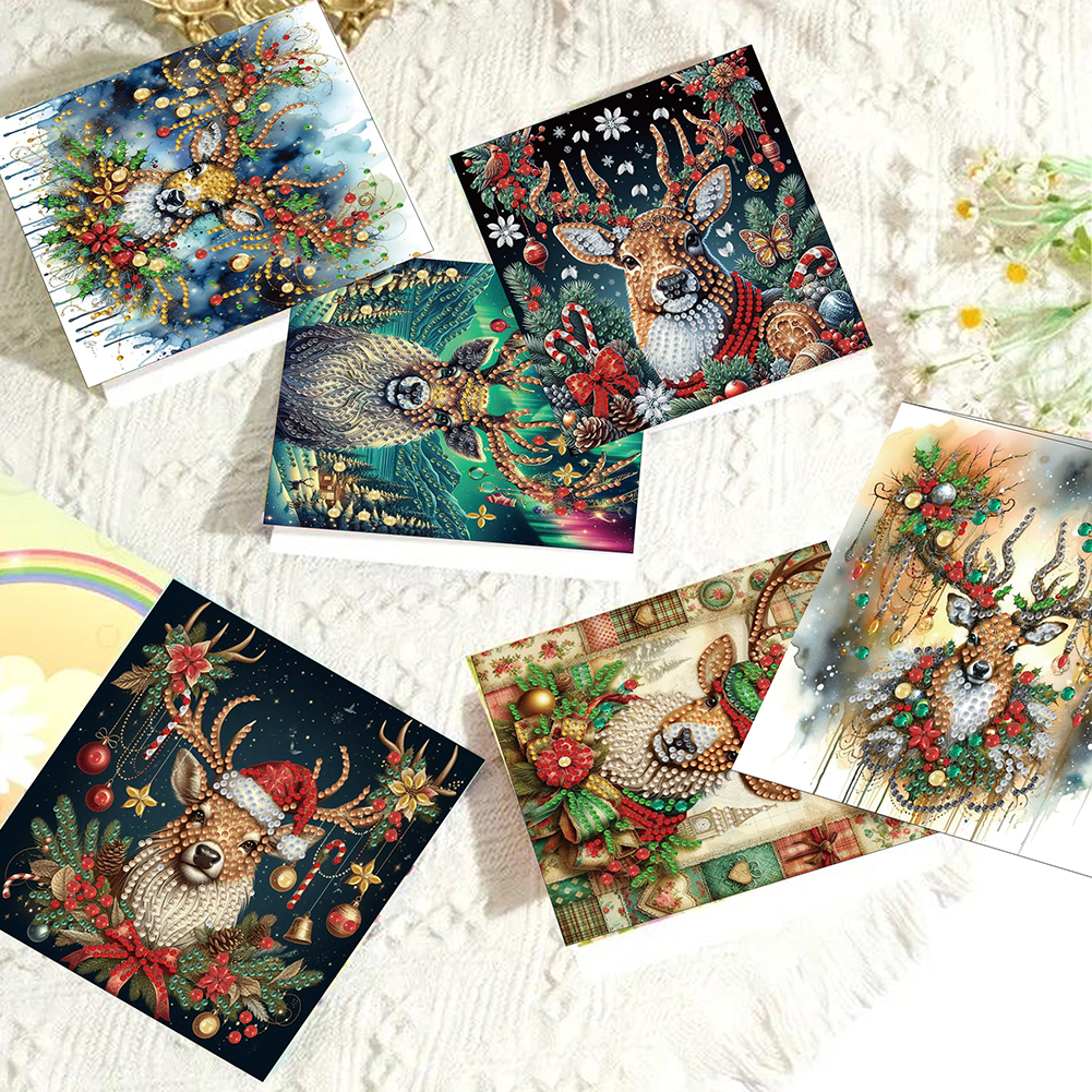 6Pcs DIY Diamond Painting Greeting Card - Christmas Elk
