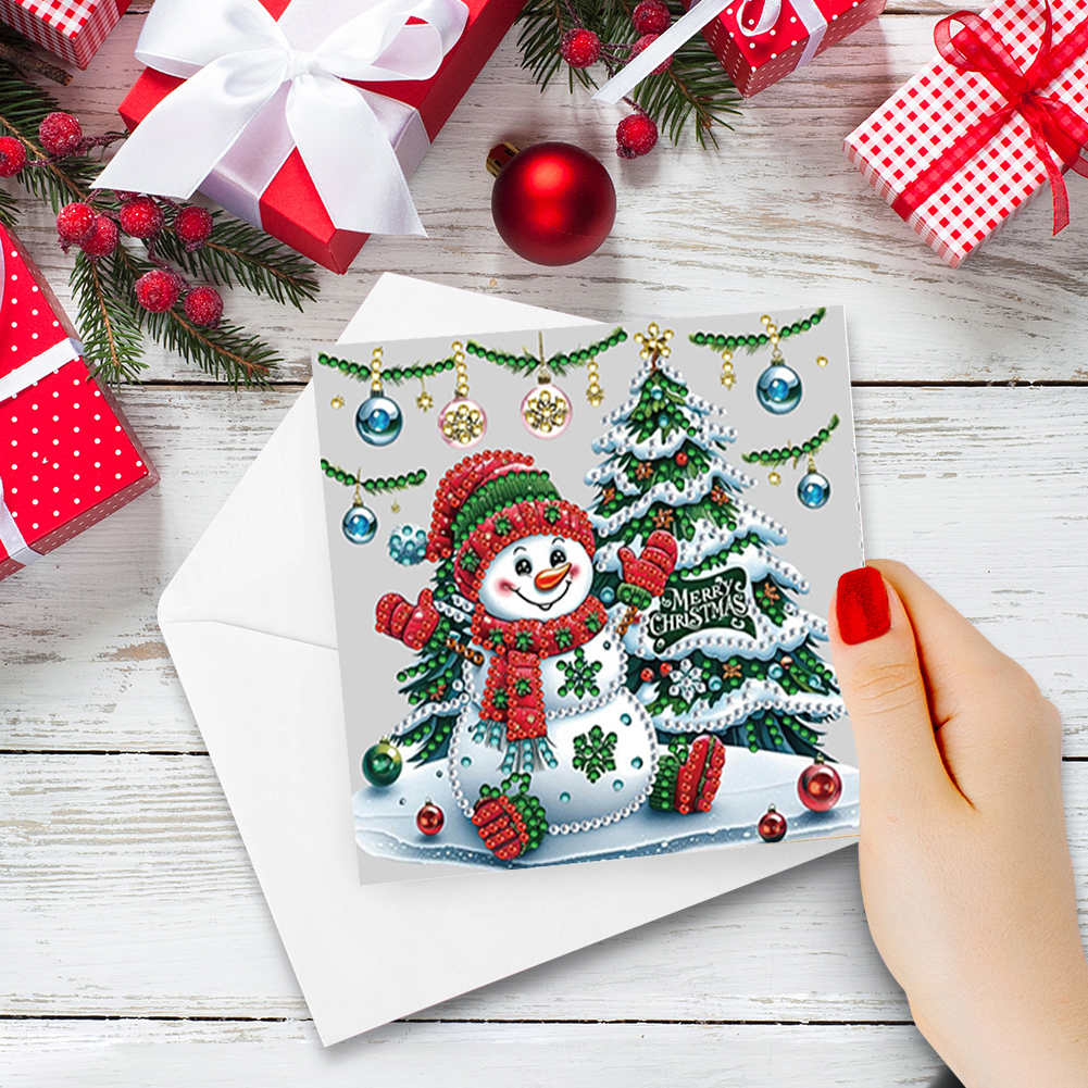 6Pcs DIY Diamond Painting Greeting Card - Snowman