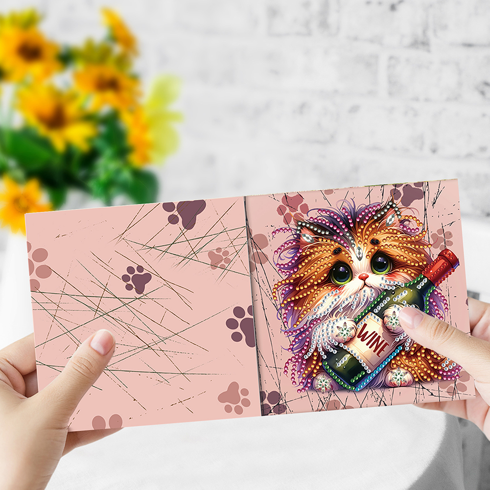 6Pcs DIY Diamond Painting Greeting Card - Cat