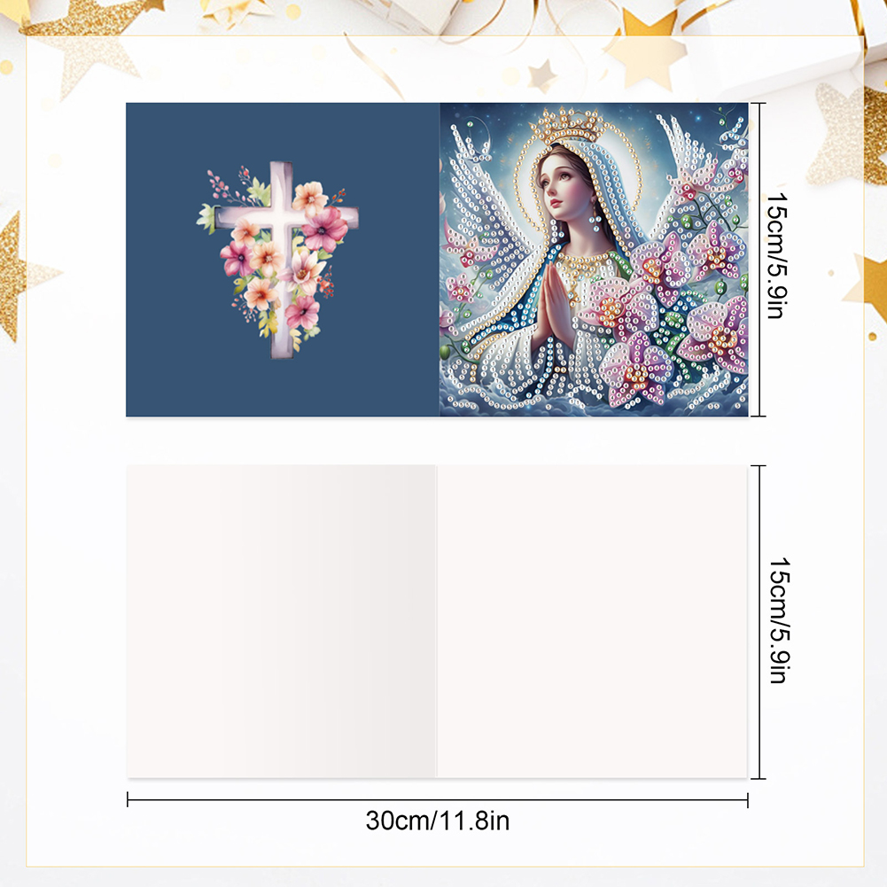 6Pcs DIY Diamond Painting Greeting Card - Holy Mother & Jesus