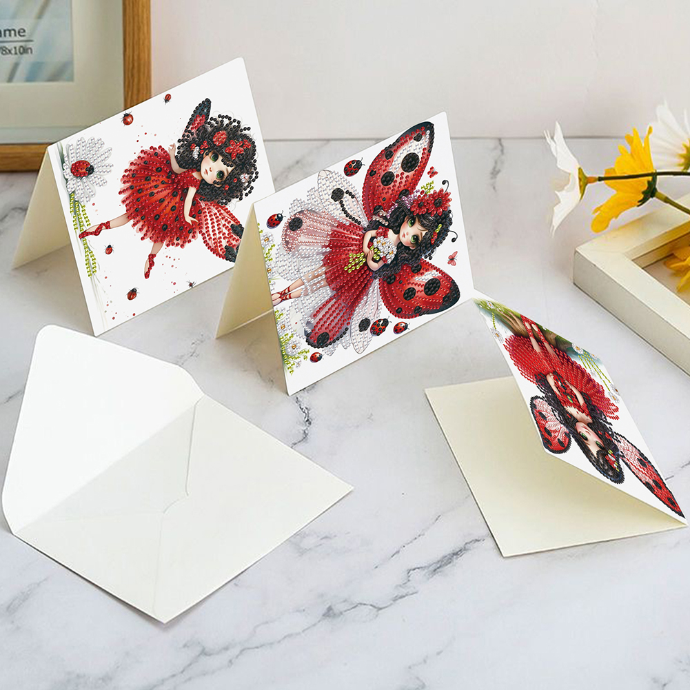 6Pcs DIY Diamond Painting Birthday Greeting Card - Elf Girl
