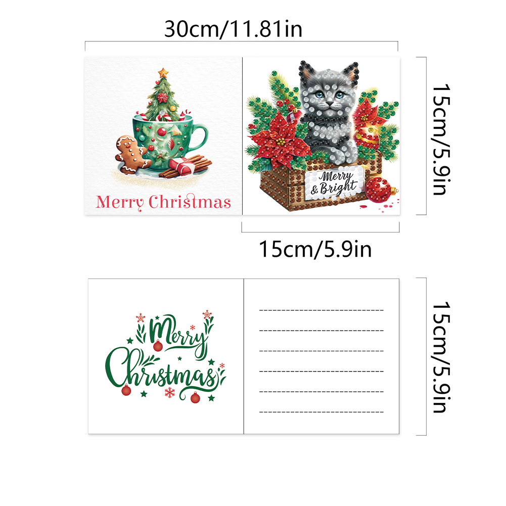 (Limited Stock)6Pcs DIY Diamond Painting Greeting Card - Merry Christmas