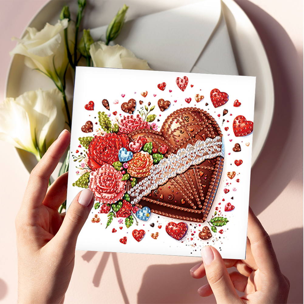 6Pcs DIY Diamond Painting Greeting Card - Love Chocolate