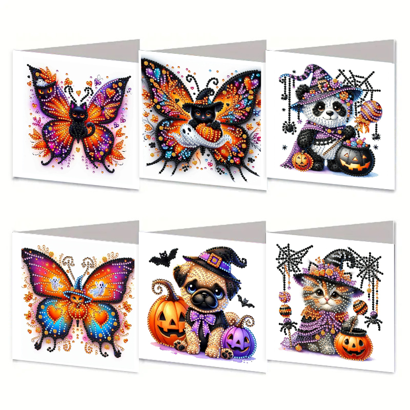 6Pcs DIY Diamond Painting Greeting Card - Halloween