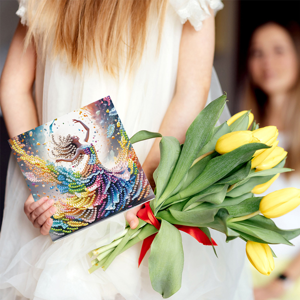 6Pcs DIY Diamond Painting Greeting Card - Dress Girl