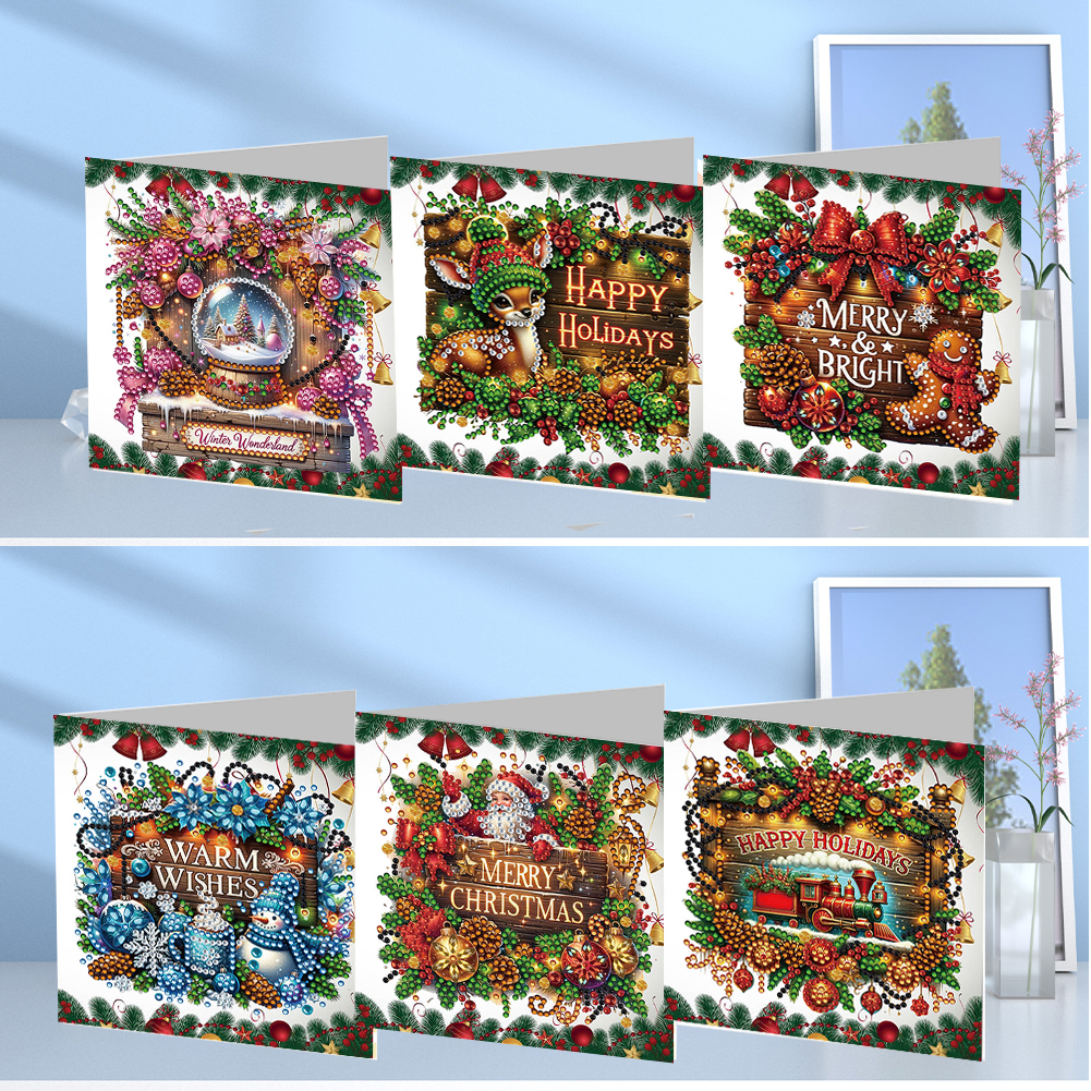 6Pcs DIY Diamond Painting Greeting Card - Christmas