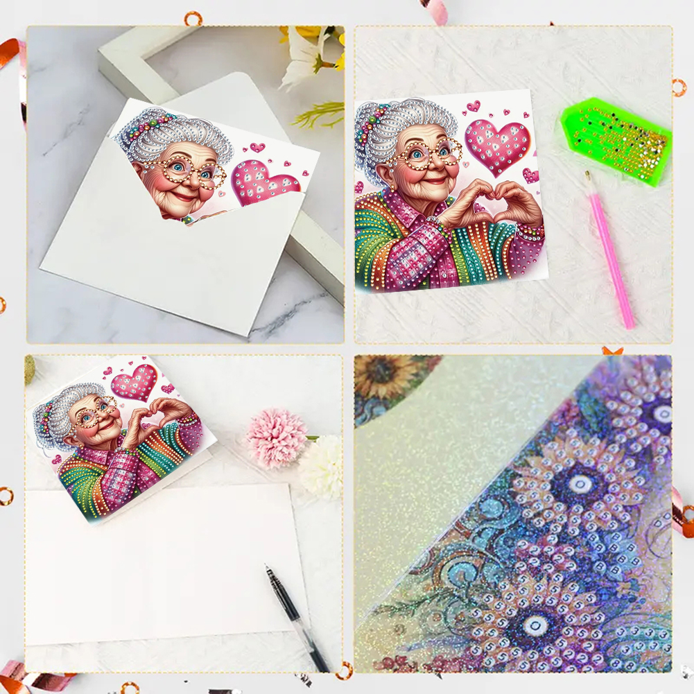 6Pcs DIY Diamond Painting Greeting Card - Love You