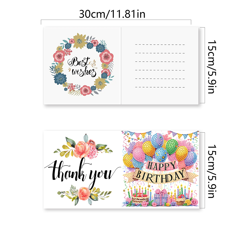 6Pcs DIY Diamond Painting Birthday Greeting Card - Christmas Happy Birthday