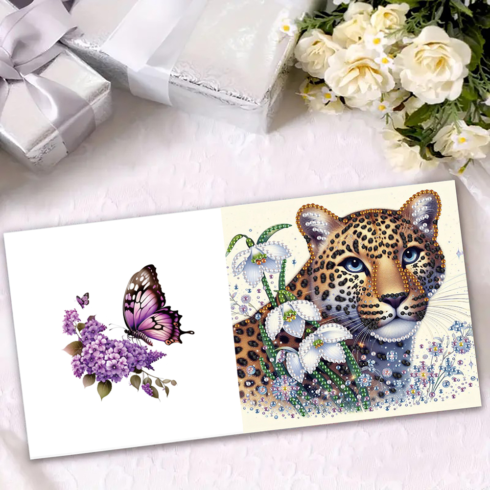 6Pcs DIY Diamond Painting Greeting Card - Tortoise Leopard