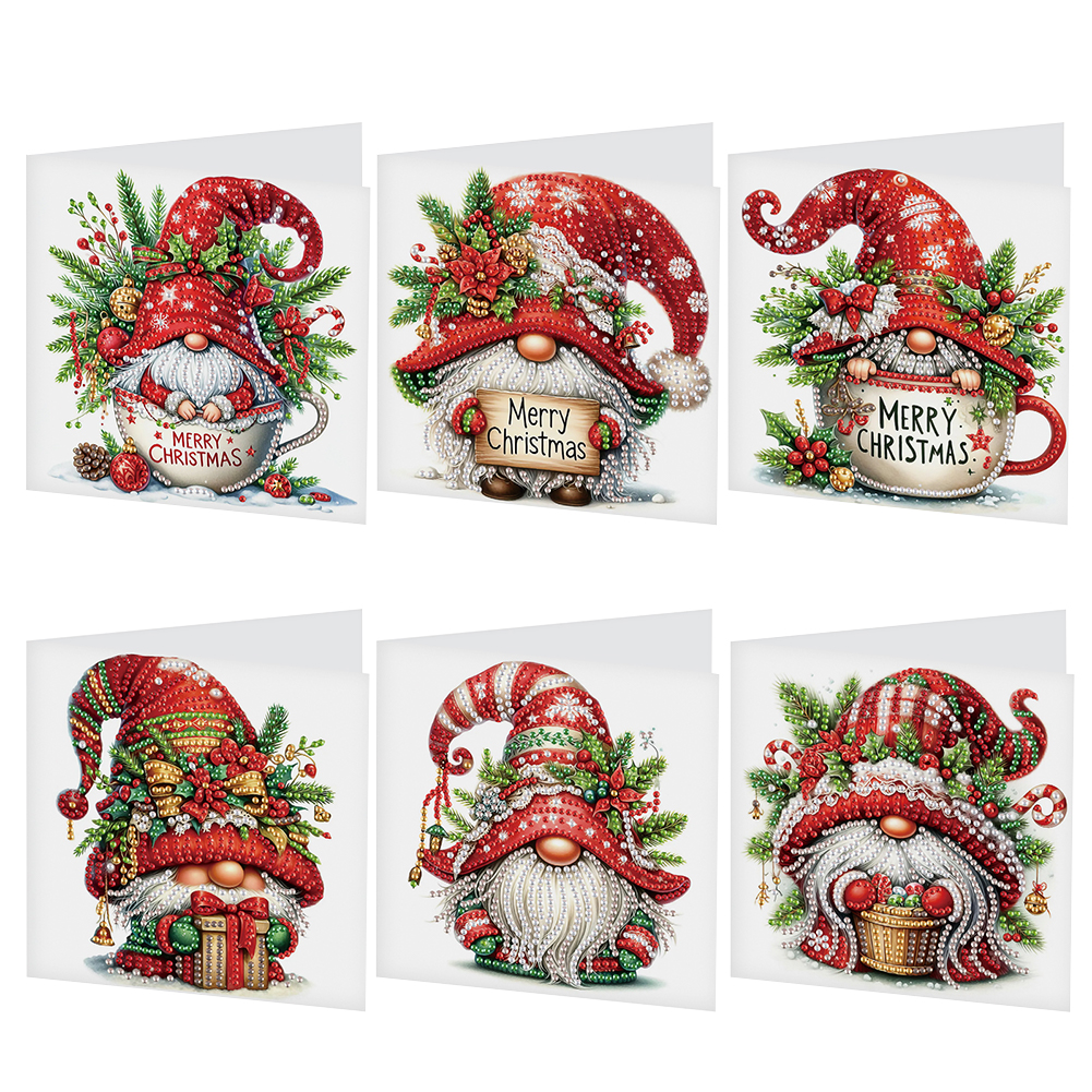 6Pcs DIY Diamond Painting Greeting Card - Christmas Gnome