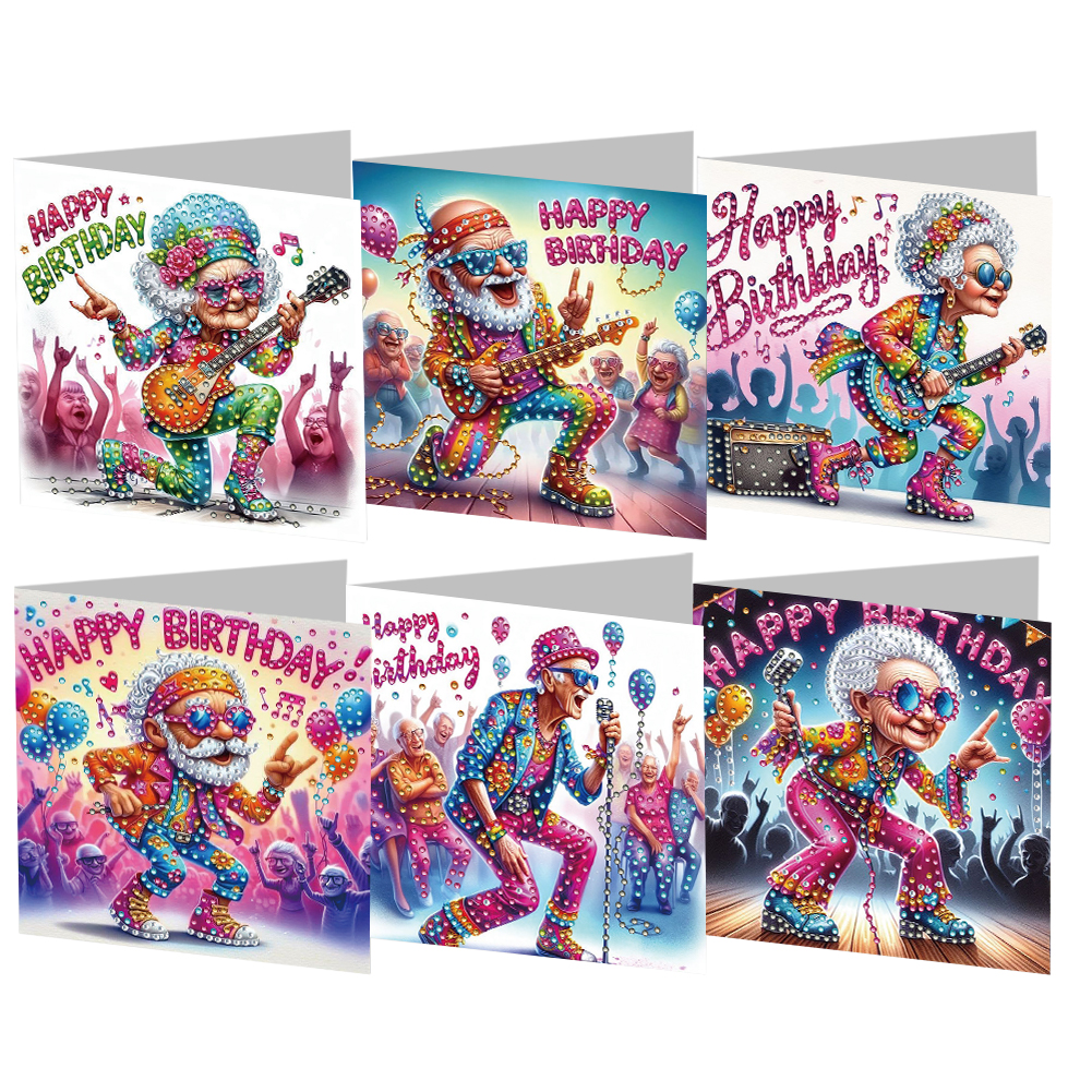 6Pcs DIY Diamond Painting Greeting Card - Birthday Music