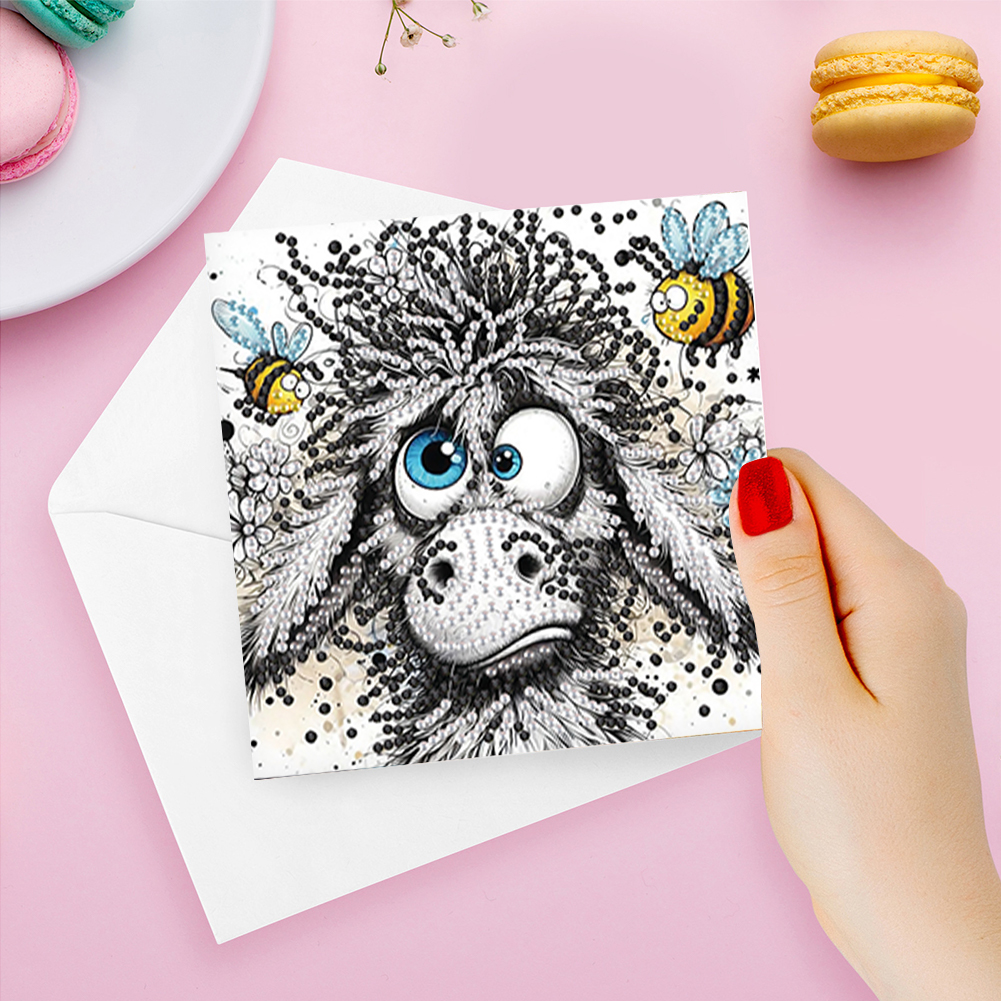 6Pcs DIY Diamond Painting Birthday Greeting Card - Funny Donkey
