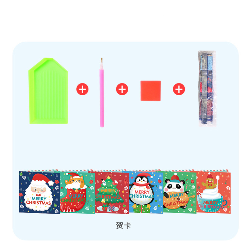 (Limited Stock)6pcs DIY Diamond Painting Greeting Card - Merry Christmas
