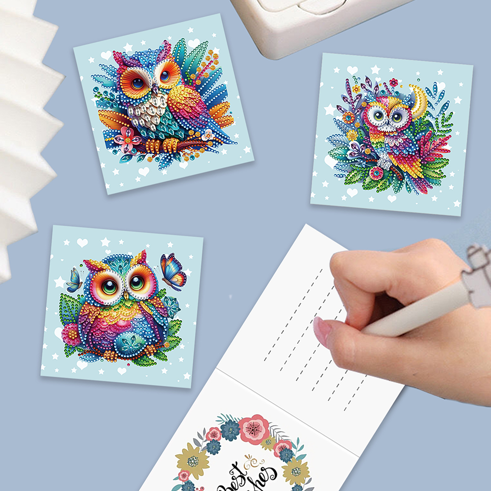 6pcs DIY Diamond Painting Greeting Card - Owl