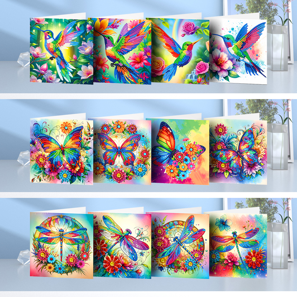 12Pcs DIY Diamond Painting Greeting Card - Animal
