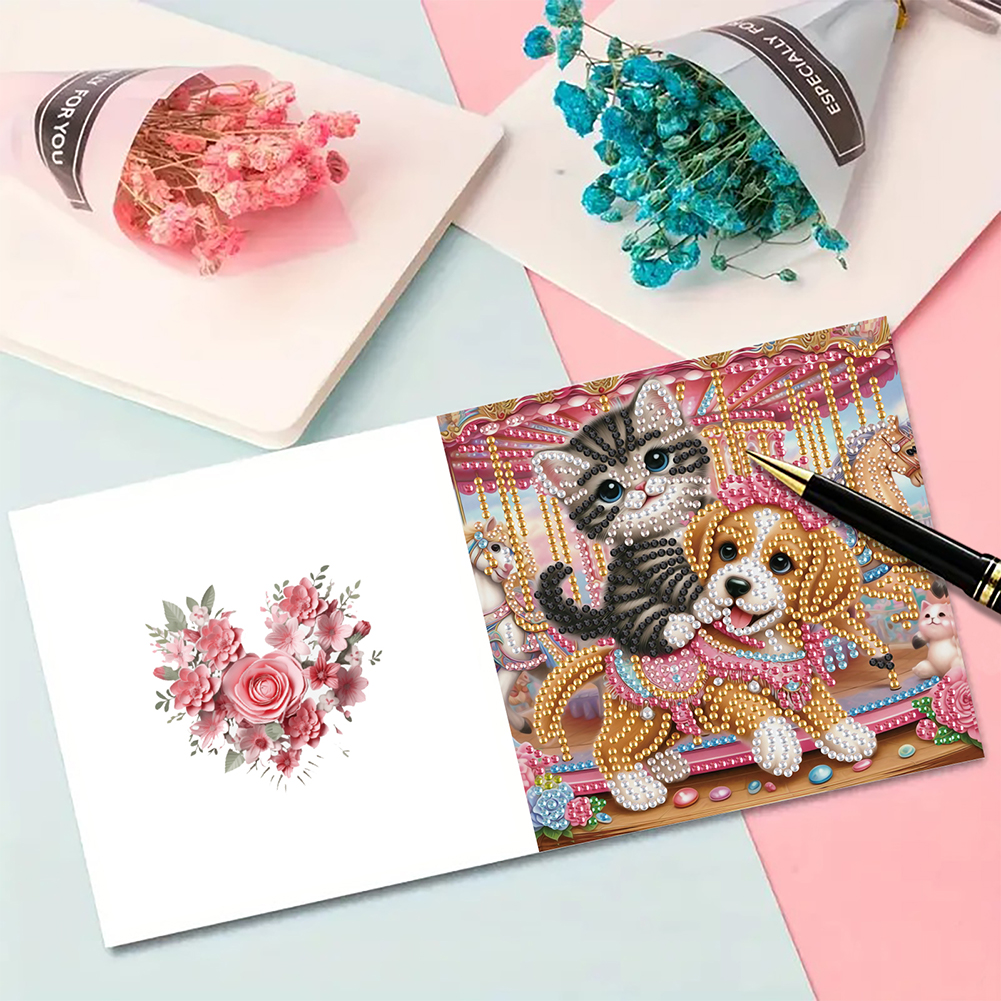 6Pcs DIY Diamond Painting Greeting Card - Animals
