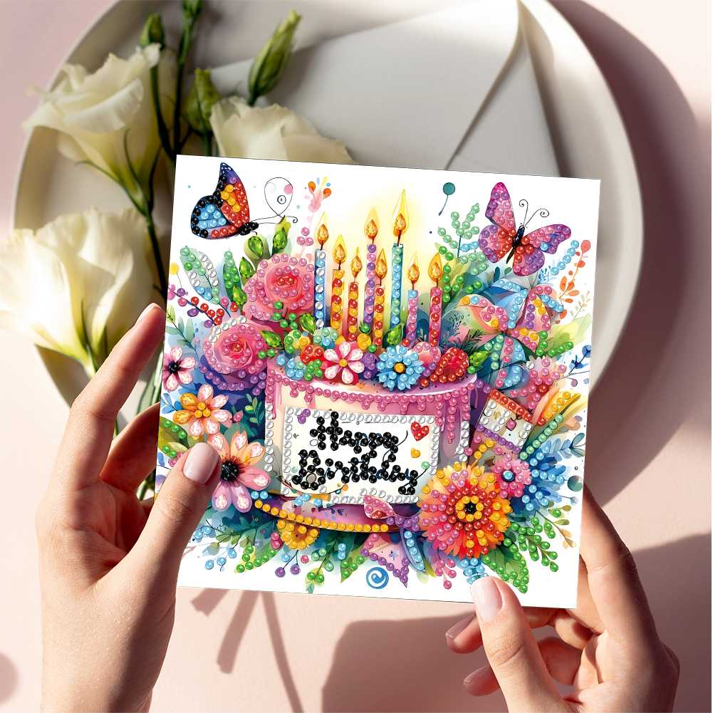 6Pcs DIY Diamond Painting Greeting Card - Birthday