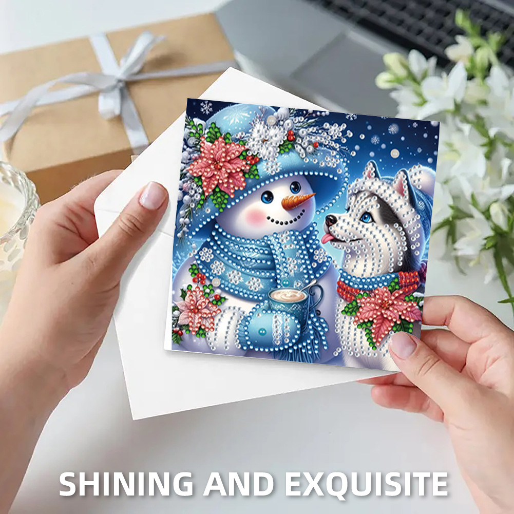 6Pcs DIY Diamond Painting Greeting Card - Xmas Snowman