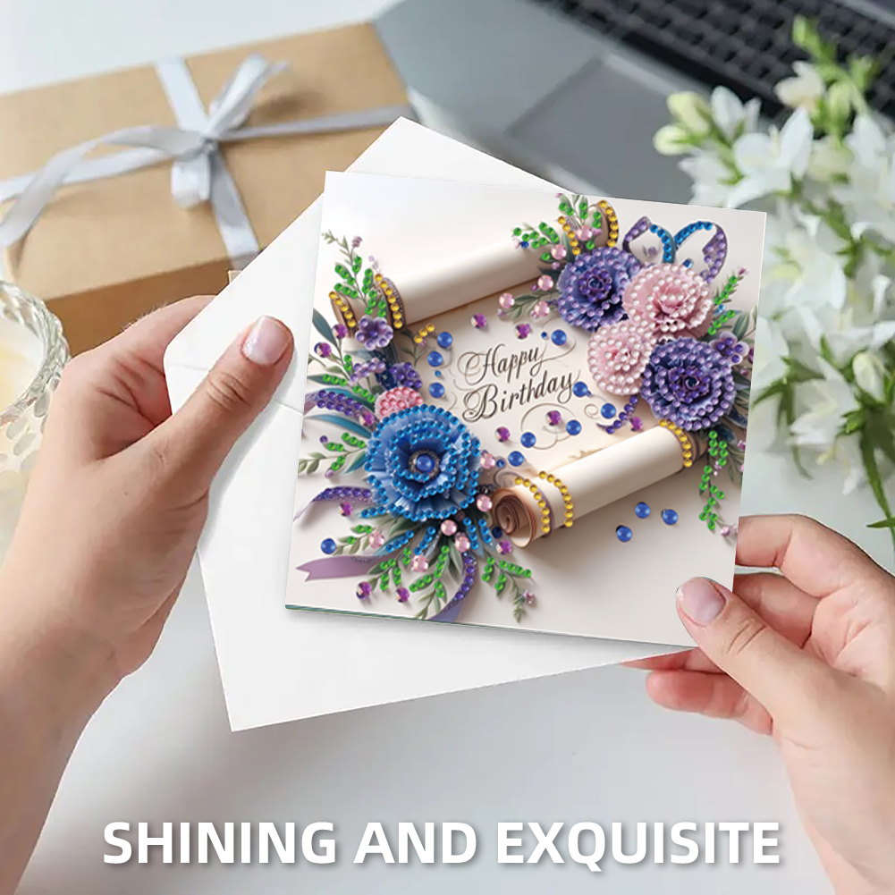 6Pcs DIY Diamond Painting Greeting Card - Birthday