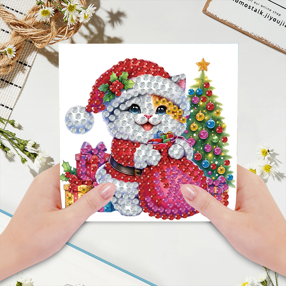(Limited Stock)6Pcs DIY Diamond Painting Greeting Card - Xmas Animals