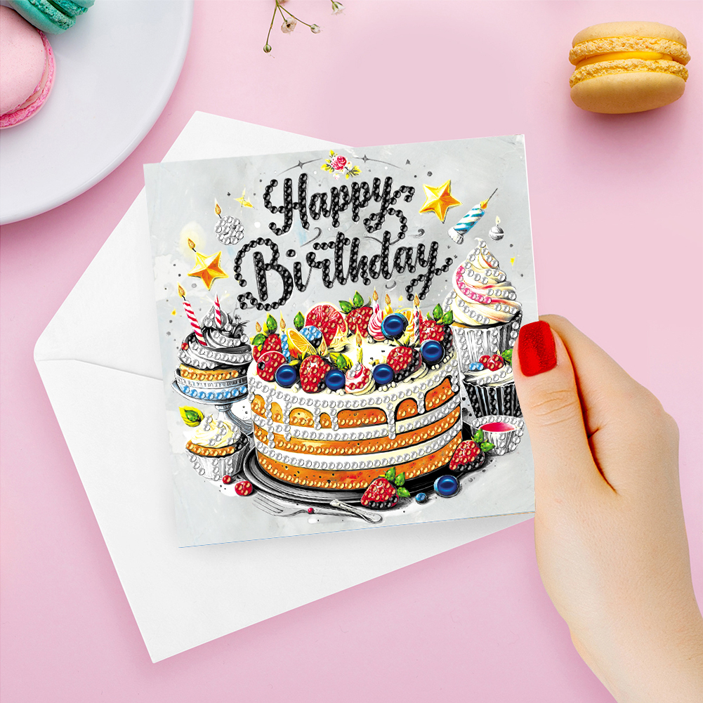 6Pcs DIY Diamond Painting Greeting Card - Birthday