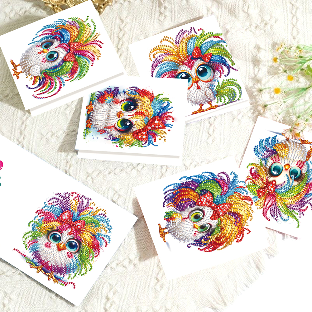 6Pcs DIY Diamond Painting Birthday Greeting Card - Funny Chicken
