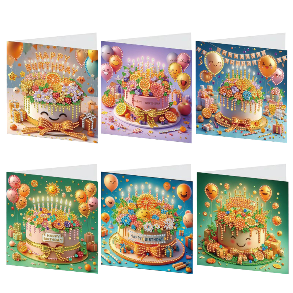 6Pcs DIY Diamond Painting Greeting Card - Birthday