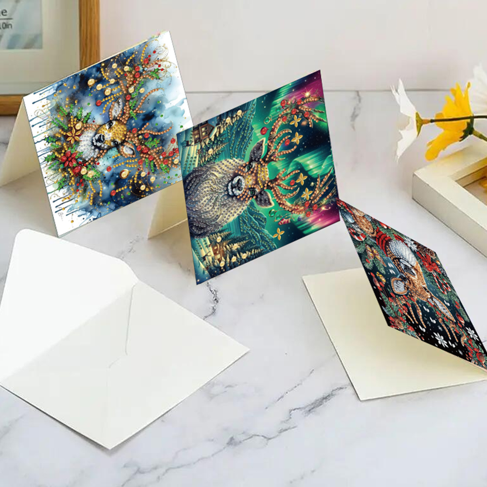 6Pcs DIY Diamond Painting Greeting Card - Christmas Elk
