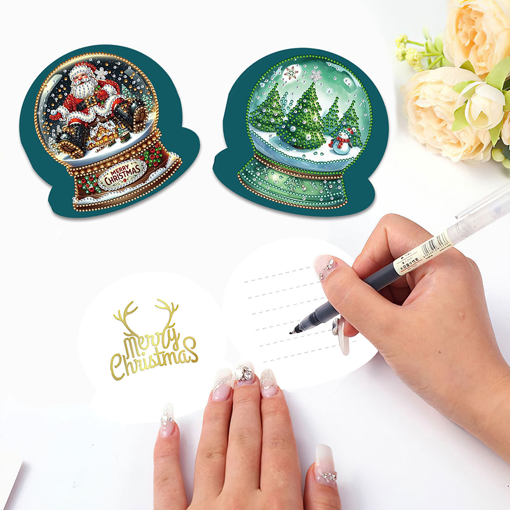 6Pcs DIY Diamond Painting Greeting Card - Xmas Snow Globe