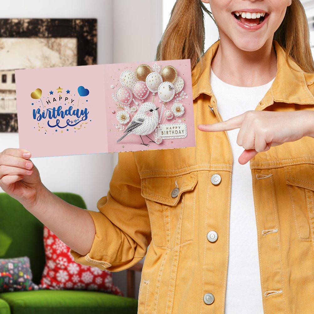 6Pcs DIY Diamond Painting Birthday Greeting Card - Birthday Animal for Adults