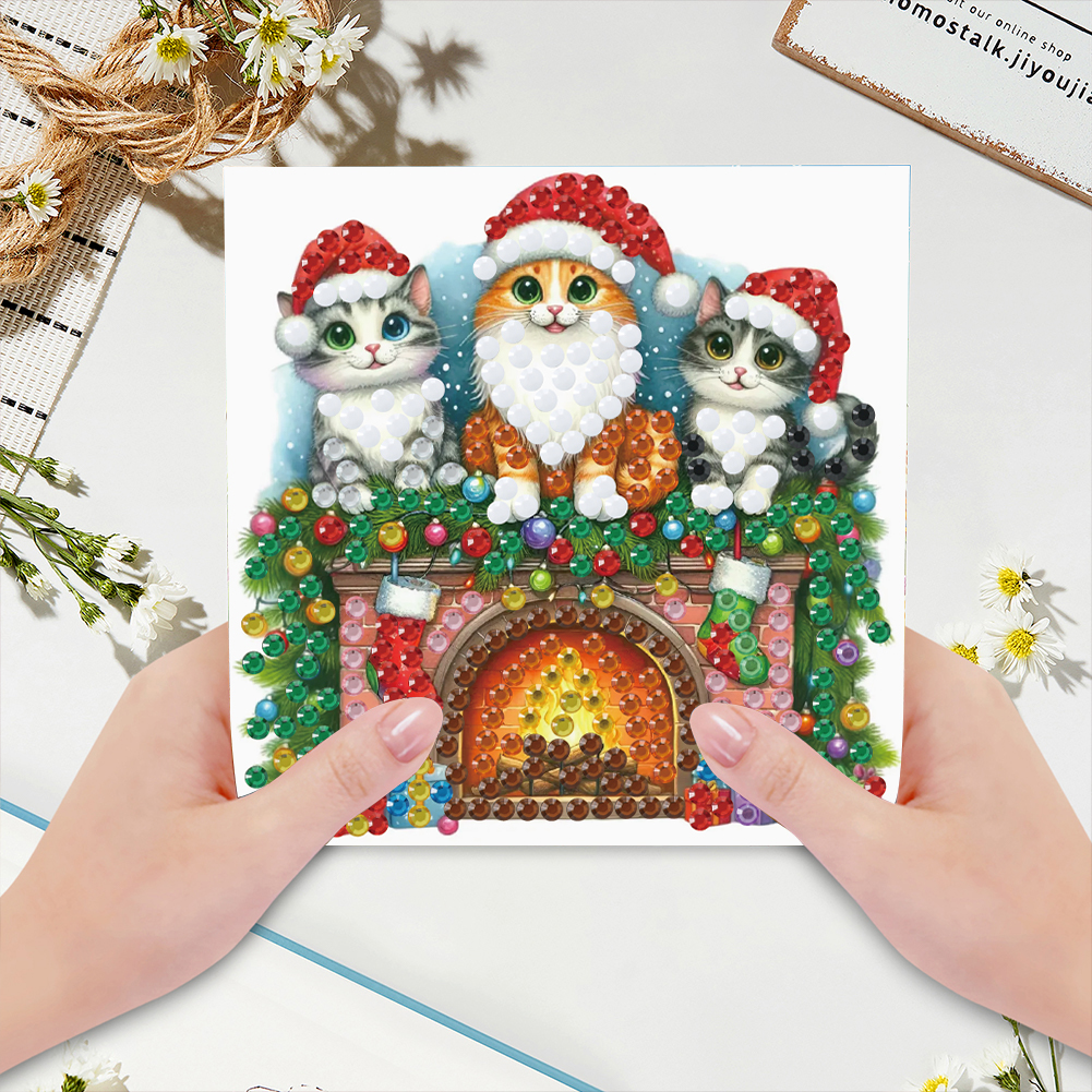 (Limited Stock)6Pcs DIY Diamond Painting Greeting Card - Merry Christmas
