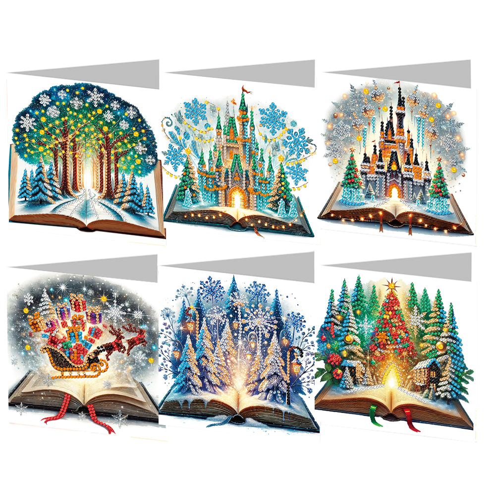6Pcs DIY Diamond Painting Greeting Card - Scene In Book