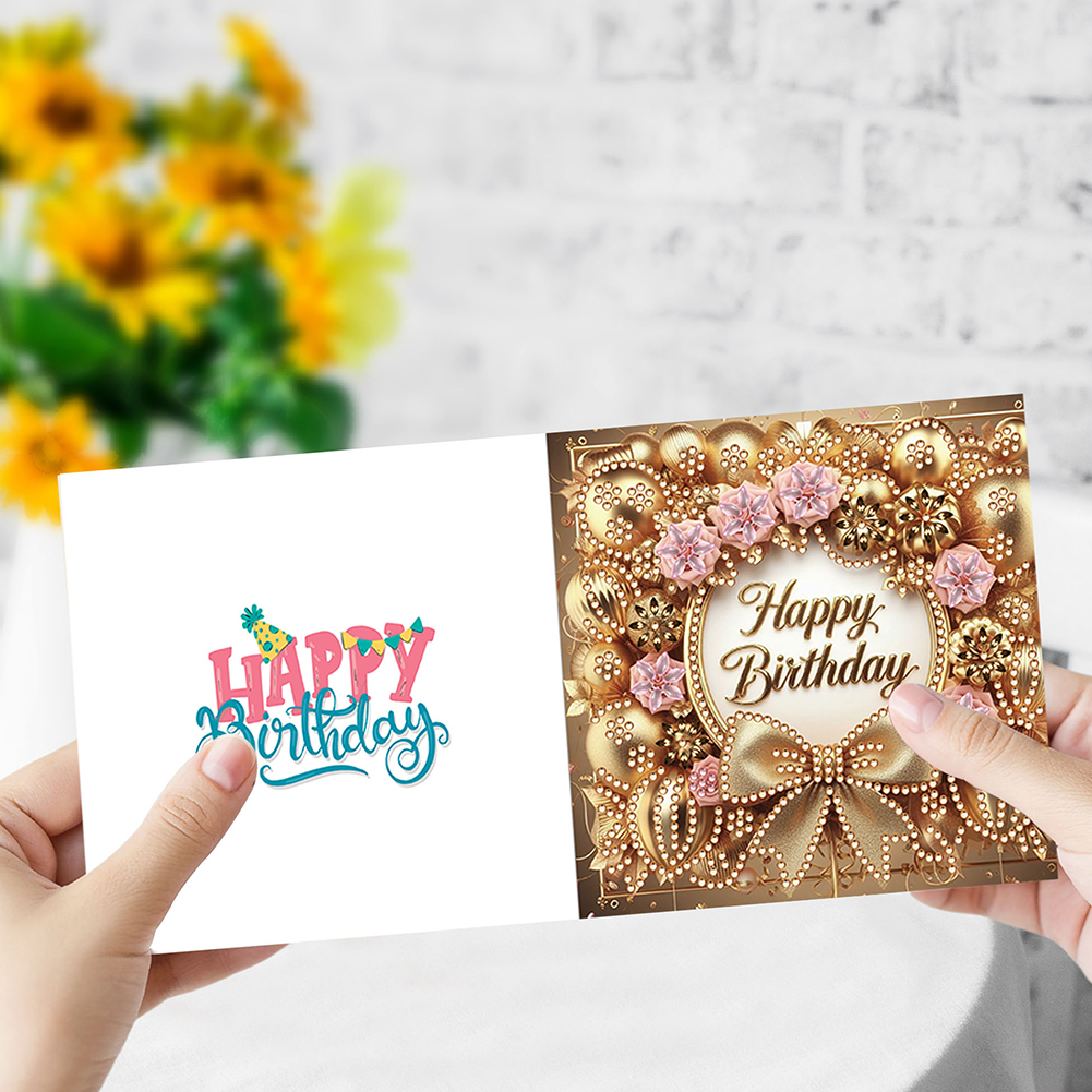 6Pcs DIY Diamond Painting Birthday Greeting Card - Happy Birthday