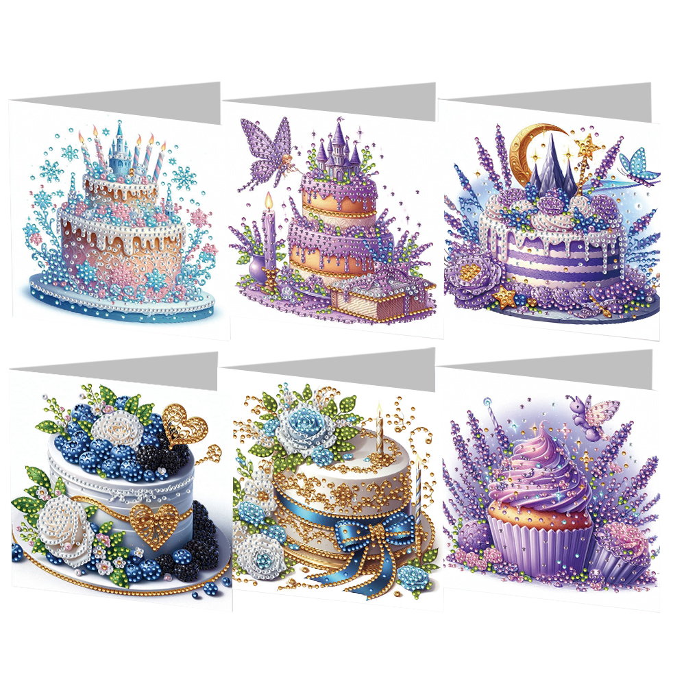 6Pcs DIY Diamond Painting Greeting Card - Cake
