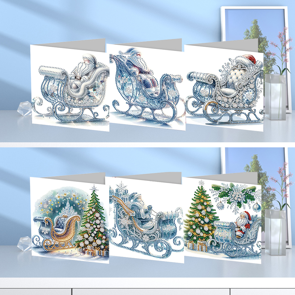 6Pcs DIY Diamond Painting Greeting Card - Sleigh