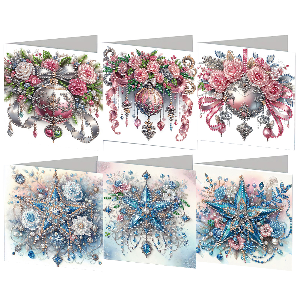 6Pcs DIY Diamond Painting Greeting Card - Xmas Ball Star