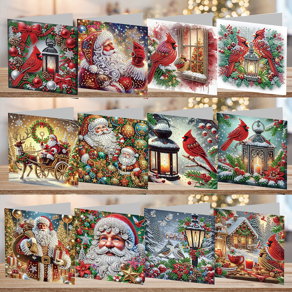 12Pcs DIY Diamond Painting Greeting Card - Christmas