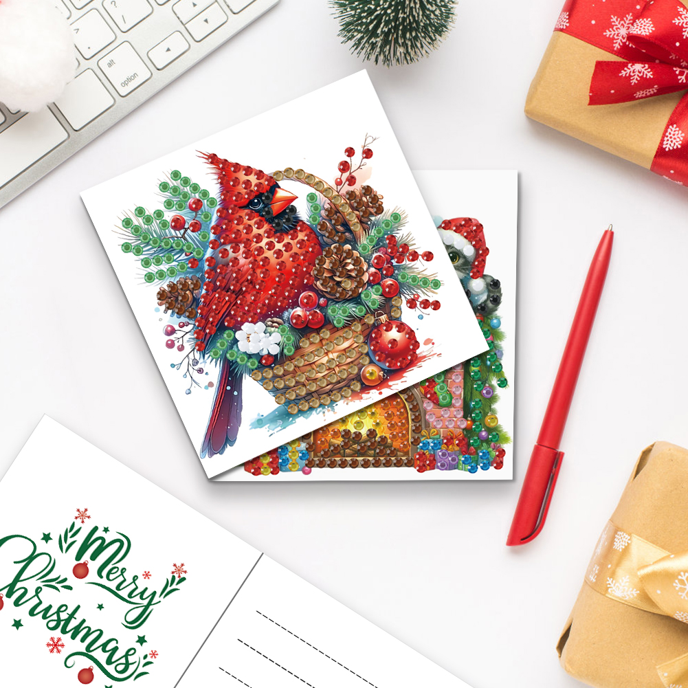 (Limited Stock)6Pcs DIY Diamond Painting Greeting Card - Merry Christmas